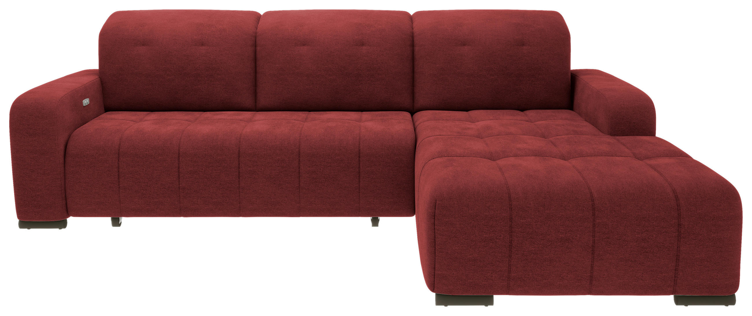 ECKSOFA in Chenille Rot  - Rot/Schwarz, Modern, Textil/Metall (185/292cm) - Livetastic