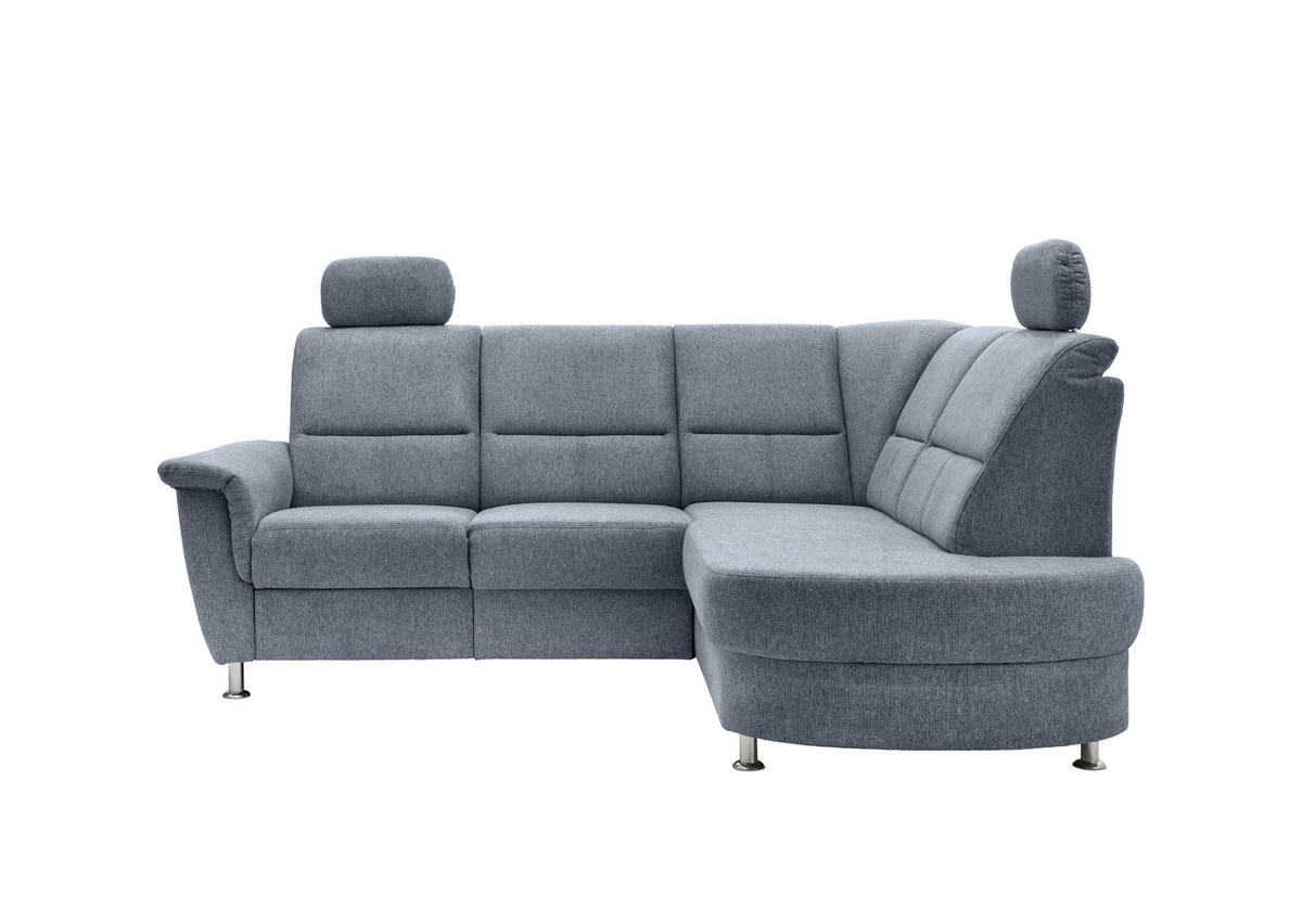 ECKSOFA in Chenille Hellblau  - Chromfarben/Hellblau, Konventionell, Textil/Metall (231/184cm) - Livetastic