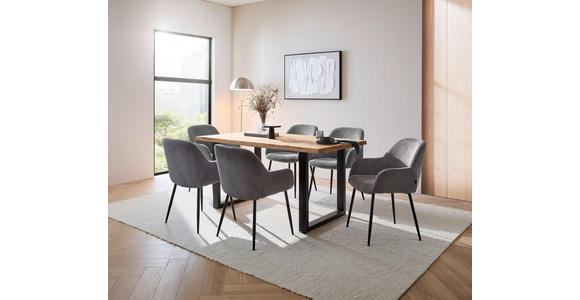 ARMLEHNSTUHL  Stoffauswahl, inklusive Armlehnen Cord  - Dunkelgrau/Schwarz, Design, Textil/Metall (57/85/60cm) - Xora