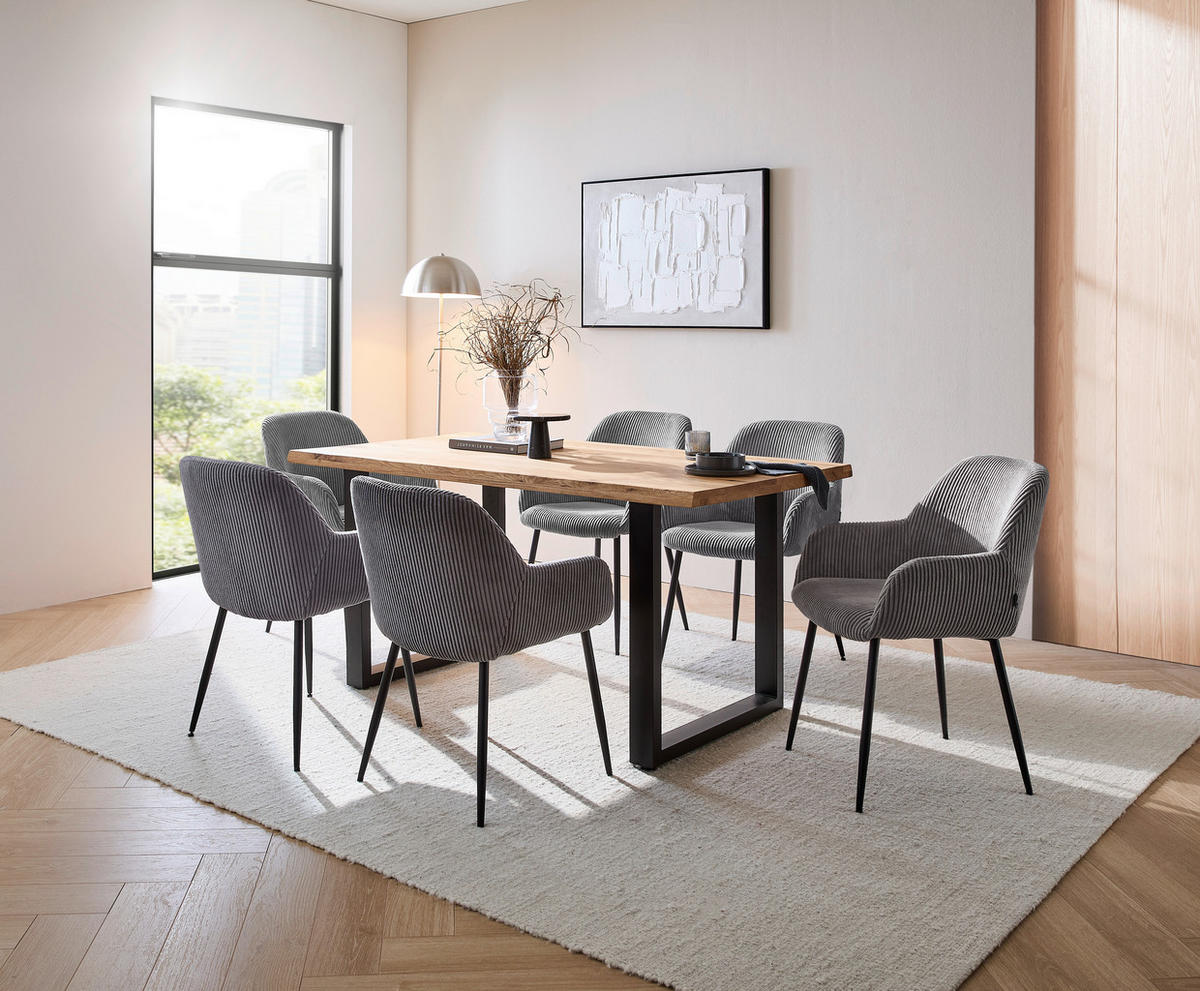 SCAUN CU BRAȚE in negru, gri închis  - gri închis/negru, Design, metal/textil (57/85/60cm) - Xora