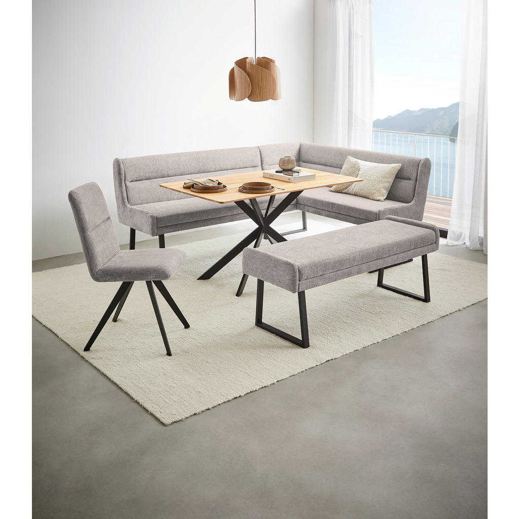 Thumbnail - Novel Eckbank, Schwarz, Hellgrau, Metall, Textil, 4-Sitzer, Ottomane links, L-Form, Eckteil, 217x159 cm, in verschiedene...