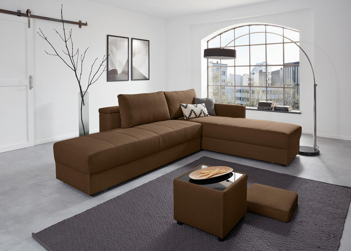 ECKSOFA in Webstoff Dunkelbraun  229/287 cm  - Dunkelbraun/Schwarz, Design, Kunststoff/Textil (229/287cm) - LOOKS by W.Joop
