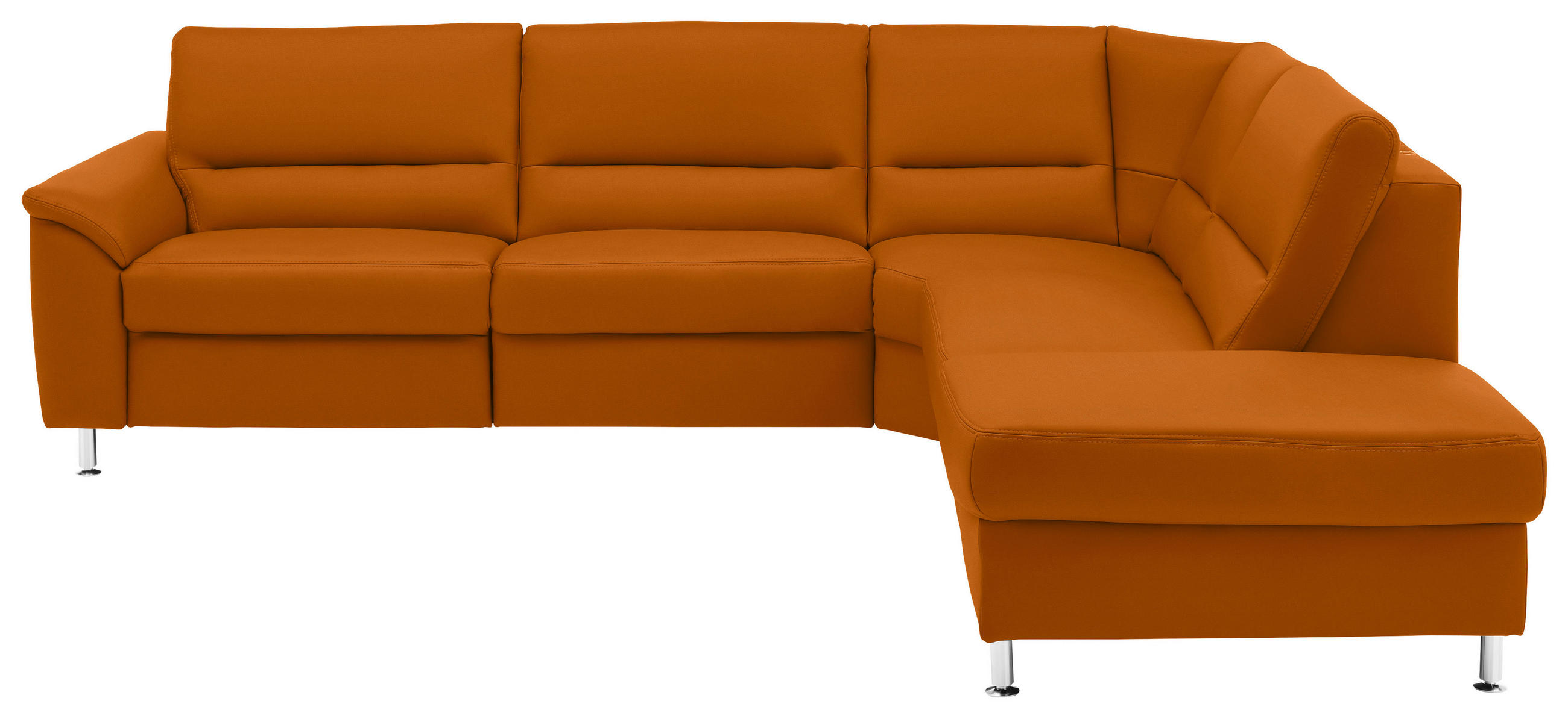 ECKSOFA in Echtleder Orange  290/249 cm  - Alufarben/Orange, KONVENTIONELL, Leder/Metall (290/249cm) - Beldomo Premium