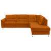 ECKSOFA in Echtleder Orange  - Alufarben/Orange, Konventionell, Leder/Metall (290/249cm) - Beldomo Premium