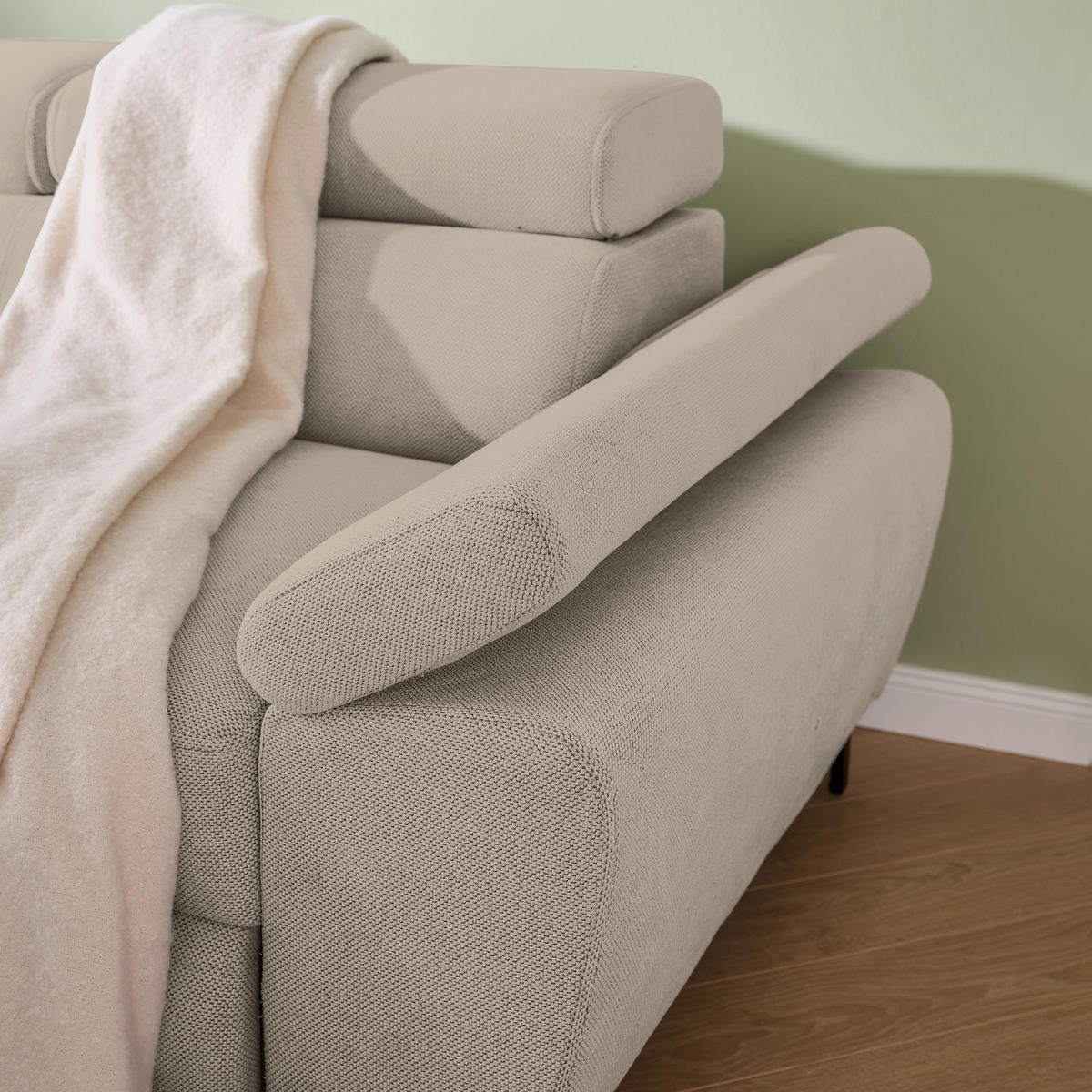 ECKSOFA inkl. Funktion COMBO Schlammfarben Flachgewebe  - Schlammfarben/Schwarz, Design, Textil/Metall (206/266cm) - Stylife