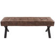SITZBANK 140/48/45 cm Lederlook Braun Metall  - Anthrazit/Braun, Trend, Textil/Metall (140/48/45cm) - Carryhome