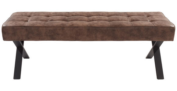 SITZBANK 140/48/45 cm Lederlook Braun Metall - Anthrazit/Braun, Trend, Textil/Metall (140/48/45cm) - Carryhome