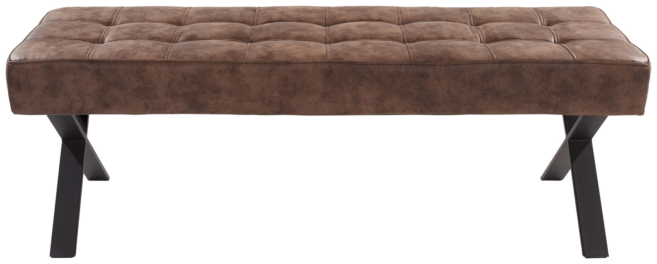 SITZBANK 140/48/45 cm Lederlook Braun Metall  - Anthrazit/Braun, Trend, Textil/Metall (140/48/45cm) - Carryhome