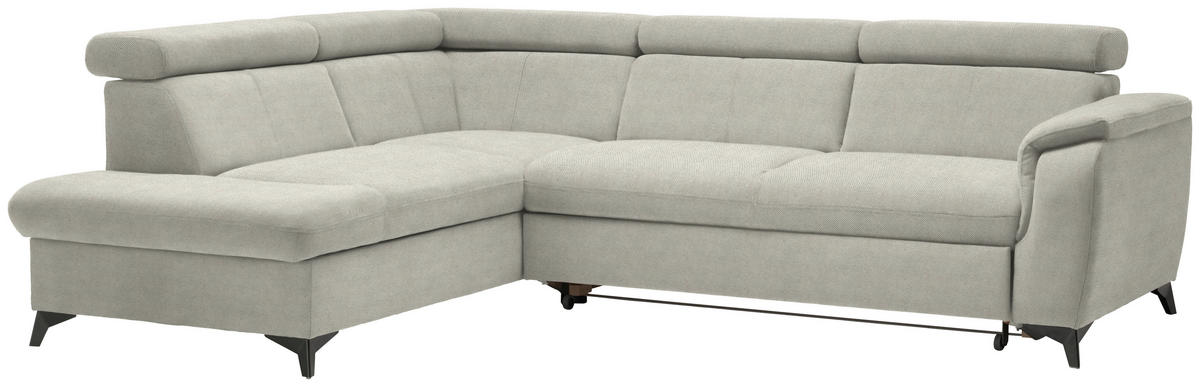 ECKSOFA in Webstoff Ecru  - Ecru/Schwarz, Design, Textil/Metall (203/260cm) - Stylife