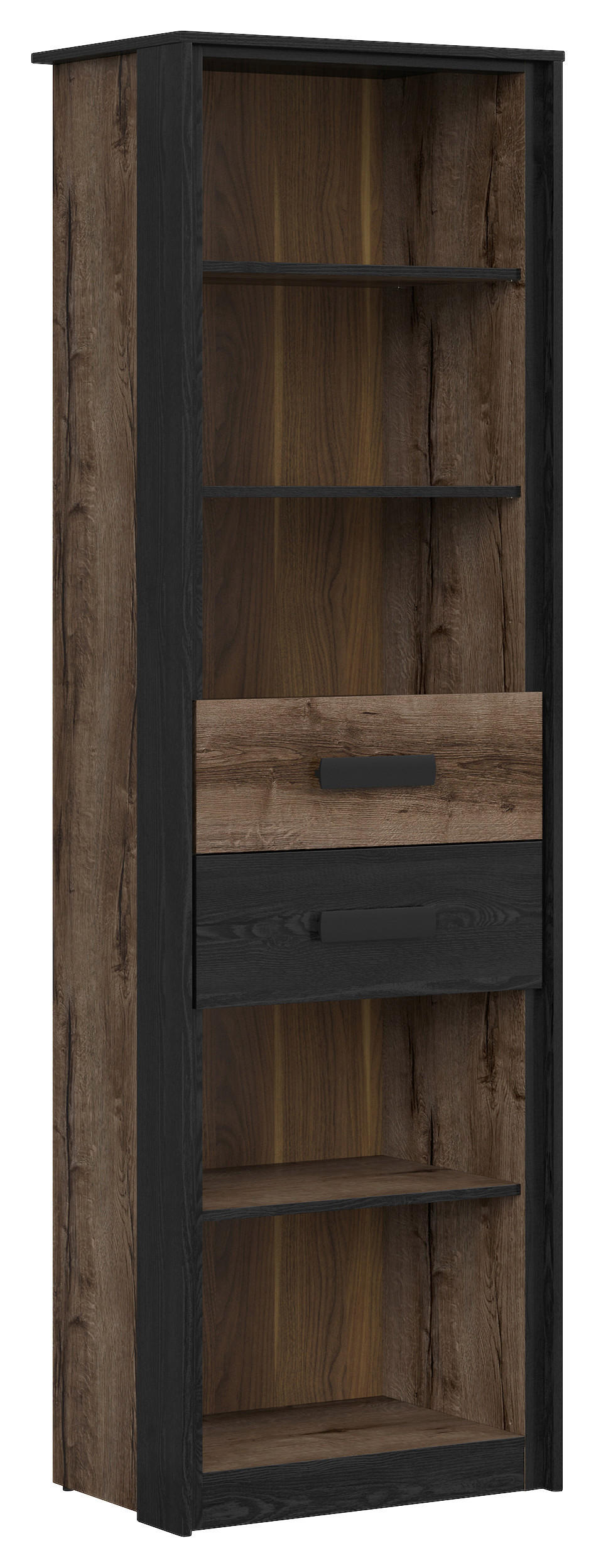 VISOKA KOMODA, črna, barve hrasta  - črna/barve hrasta, Design, leseni material (60/195cm) - Livetastic