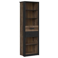 VISOKA KOMODA, črna, barve hrasta  - črna/barve hrasta, Design, leseni material (60/195cm) - Livetastic