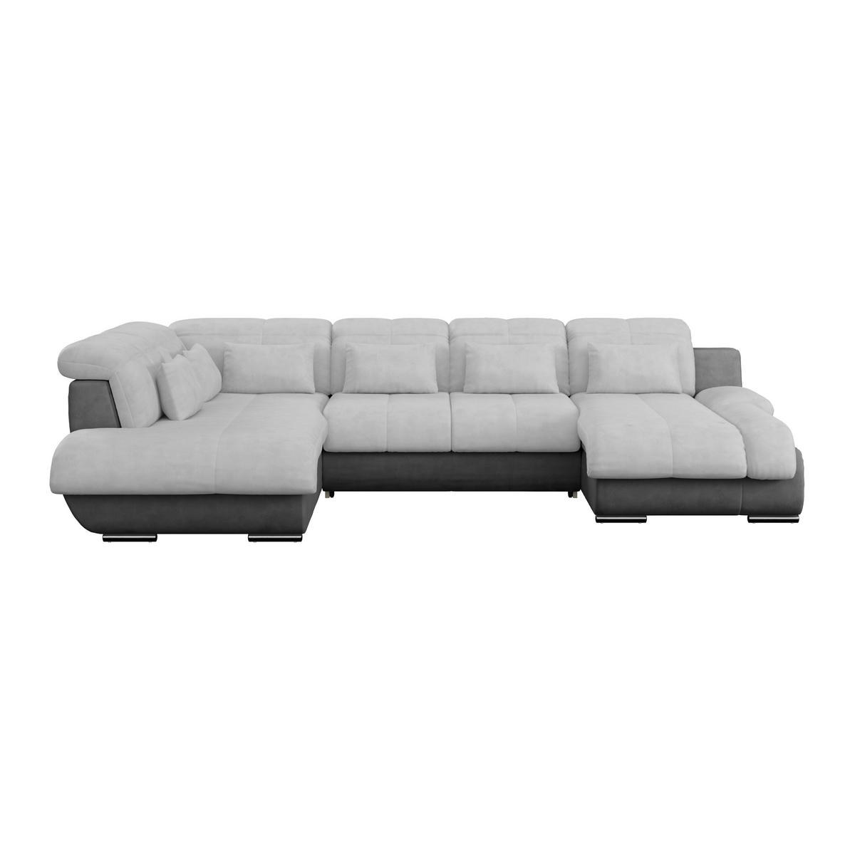 WOHNLANDSCHAFT in Mikrofaser Hellgrau, Dunkelgrau, Grau  - Chromfarben/Dunkelgrau, Modern, Textil/Metall (228/345/184cm) - MID.YOU