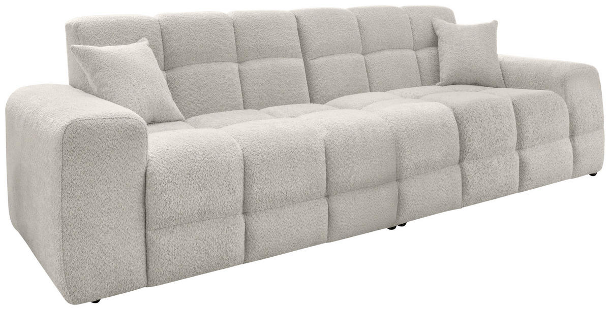 VIERSITZER-SOFA in Bouclé Weiß  - Schwarz/Weiß, MODERN, Kunststoff/Textil (300/87/120cm) - Livetastic