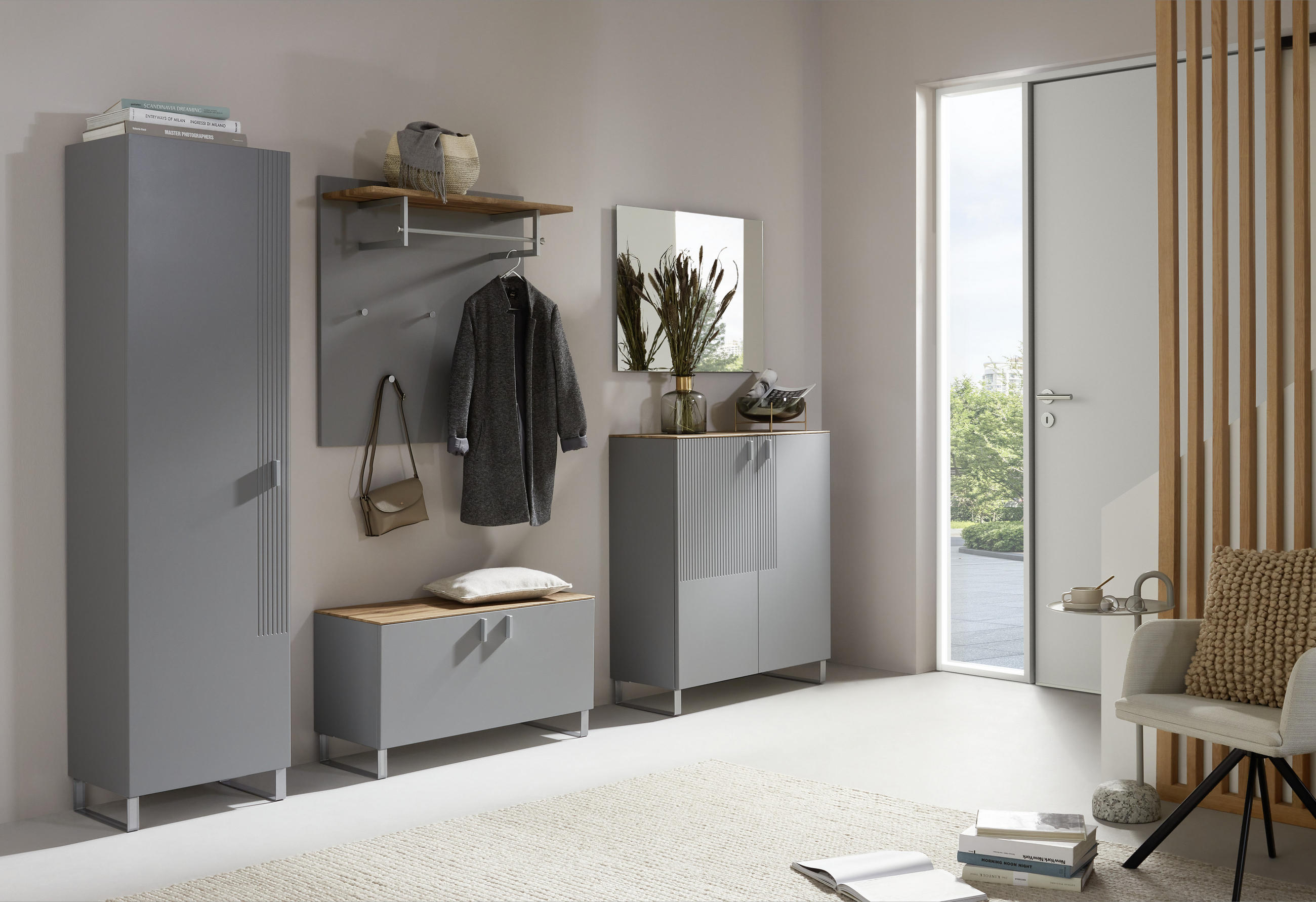 GARDEROBENSCHRANK in 52/192/36 cm - Grau, Design, Holzwerkstoff/Metall (52/192/36cm) - Dieter Knoll