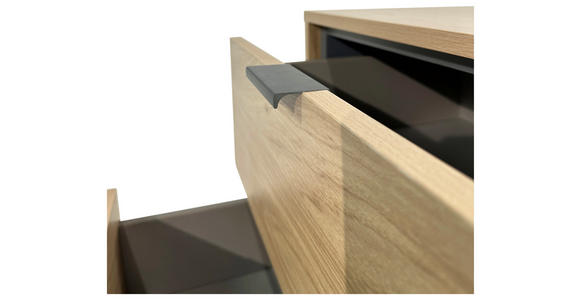 NACHTKÄSTCHEN in Eichefarben, Anthrazit - Eichefarben/Anthrazit, Design, Holzwerkstoff/Metall (53/56,2/40cm) - Xora