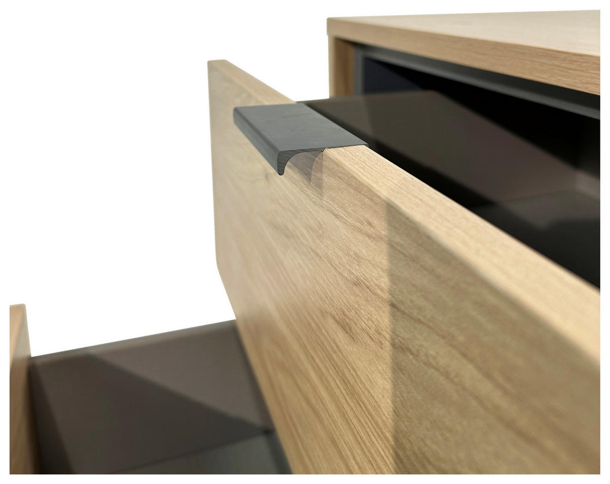 NACHTKÄSTCHEN in Anthrazit, Eichefarben  - Eichefarben/Anthrazit, Design, Holzwerkstoff/Metall (53/56,2/40cm) - Xora