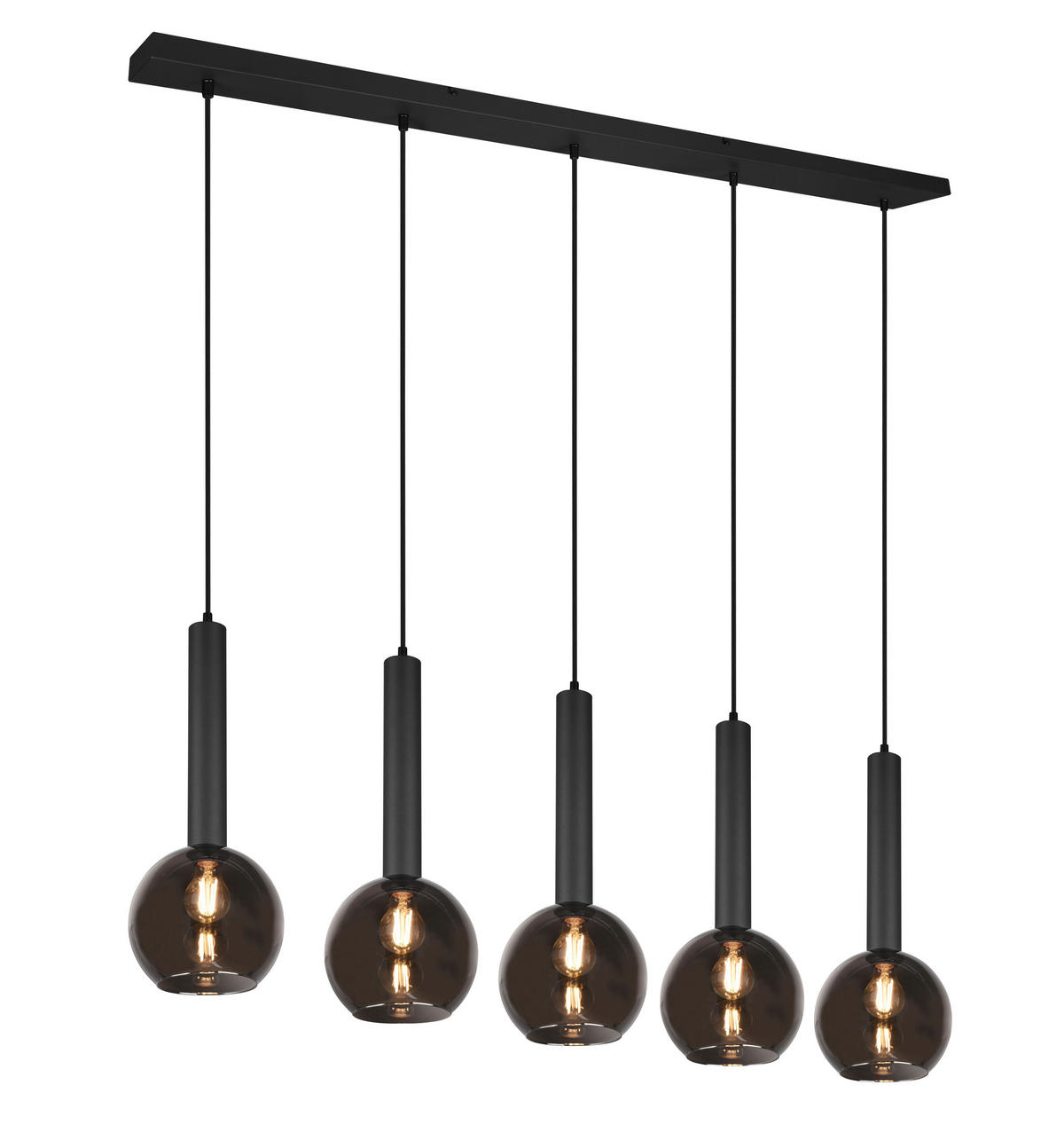 HÄNGLAMPA Clayton 115/30/150 cm  - svart, Trend, metall/glas (115/30/150cm) - Dieter Knoll