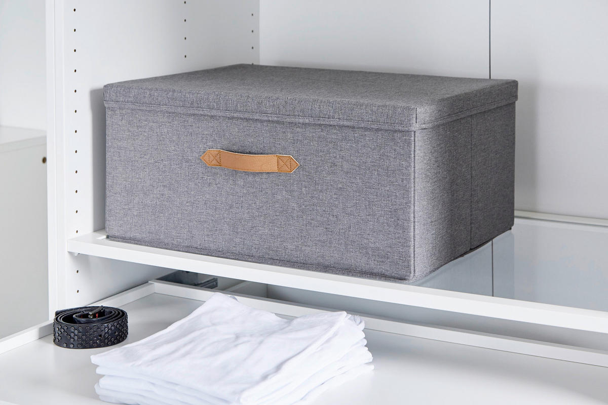 BOX MIT DECKEL Premium  - Grau, Basics, Holzwerkstoff/Textil (54/40/25cm) - Store It