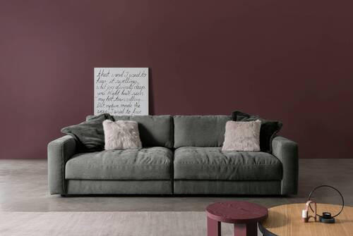 BIGSOFA in Cord Grau  - Schwarz/Grau, Modern, Textil (264/83/126cm) - Trendmanufaktur