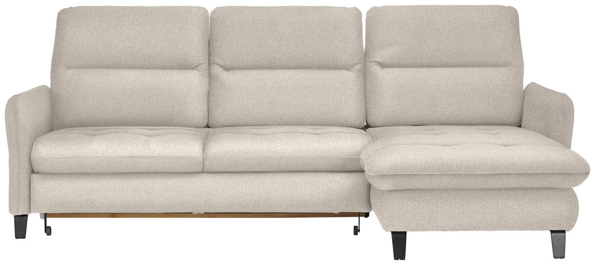 ECKSOFA Creme Plüsch  - Creme/Schwarz, KONVENTIONELL, Textil/Metall (254/190cm) - Livetastic