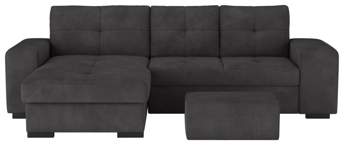 ECKSCHLAFSOFA in Mikrofaser Schwarz  - Schwarz, Modern, Kunststoff/Textil (156/268cm) - MID.YOU