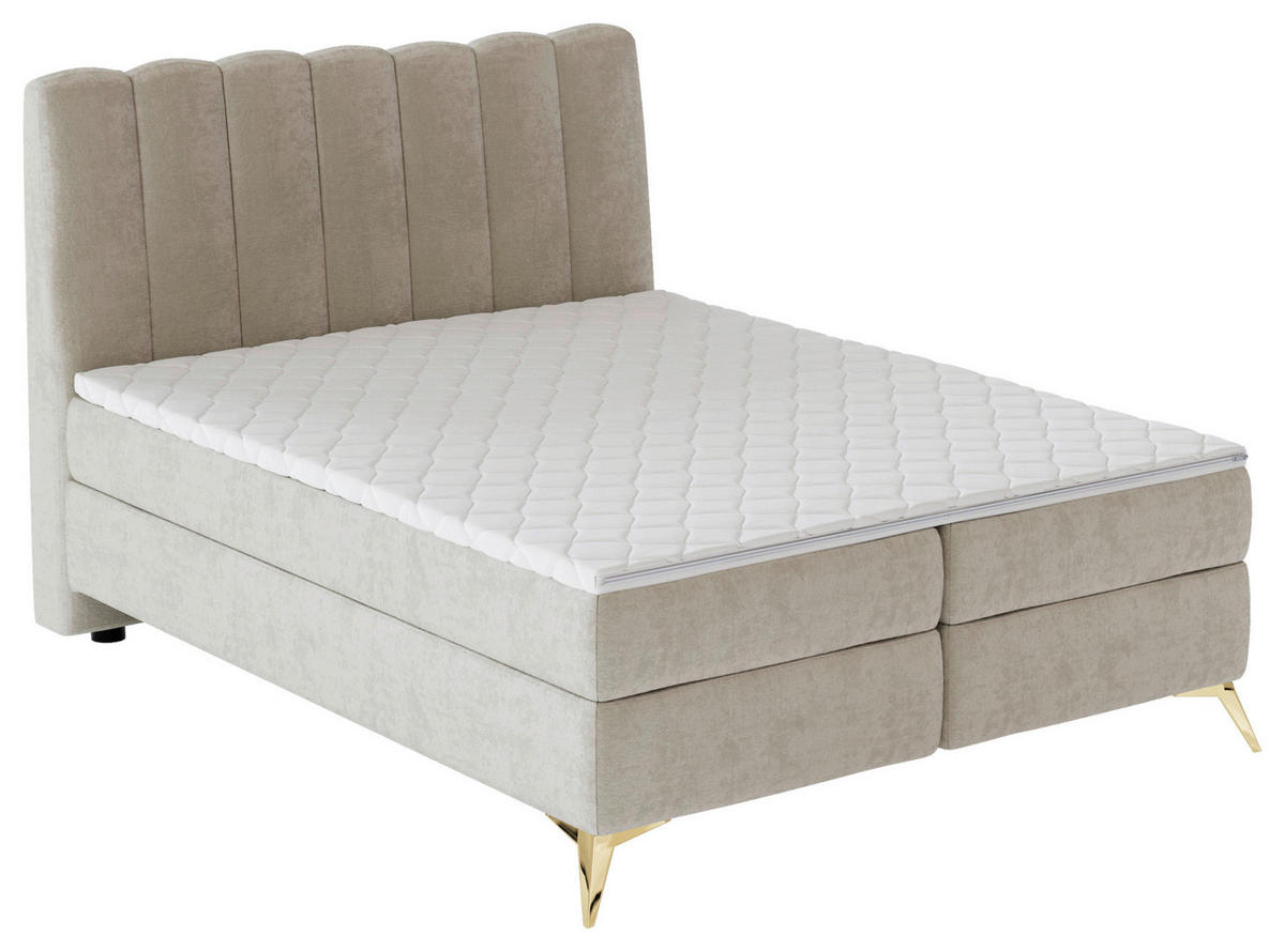 BOXBETT 120/200 cm  Beige  - Beige/Goldfarben, Basics, Kunststoff/Textil (120/200cm) - Livetastic
