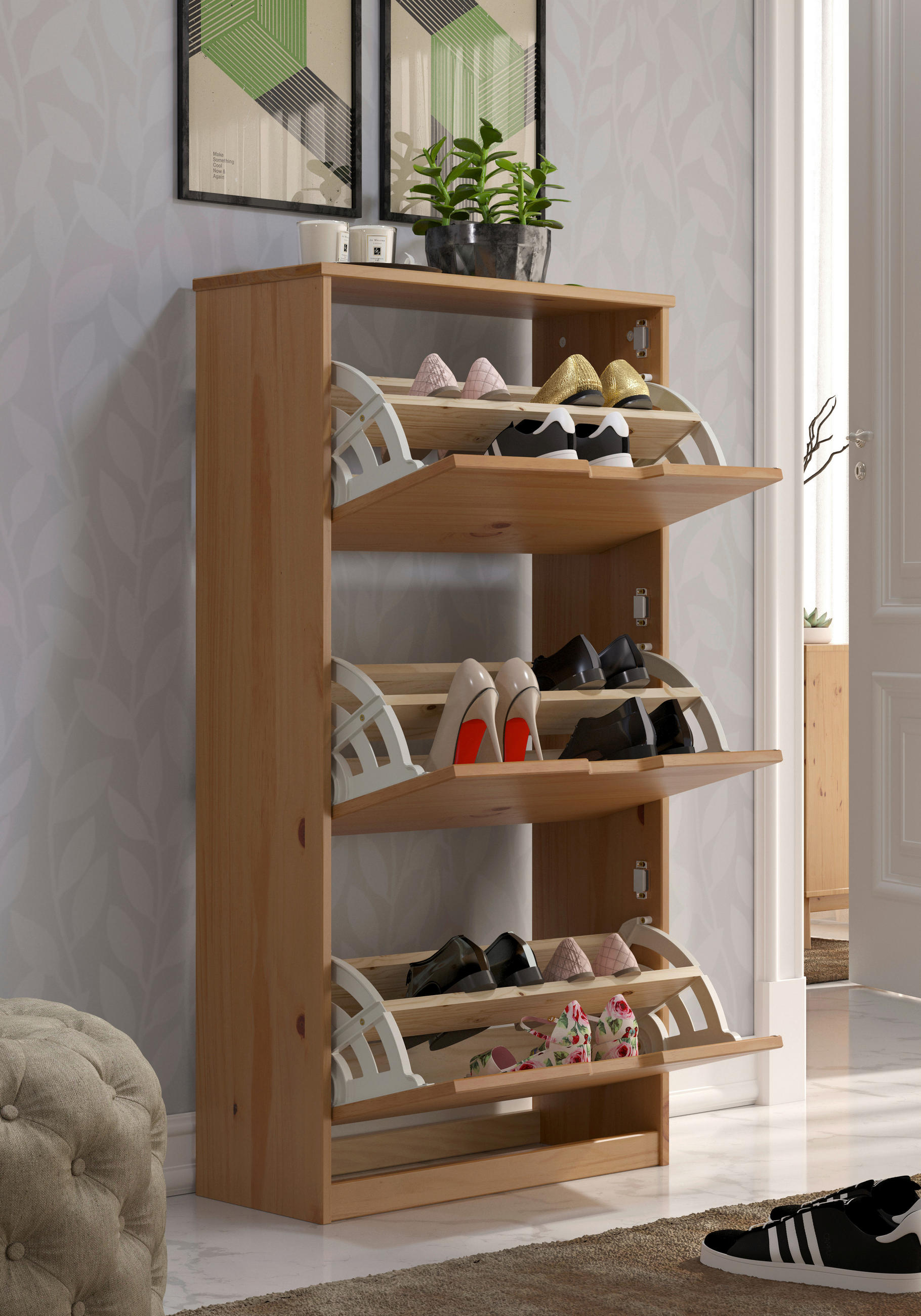 SCHUHKIPPER  in 60/114/25 cm  - Honig, MODERN, Holz (60/114/25cm)