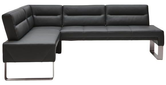 ECKBANK 171/236 cm in Graphitfarben, Edelstahlfarben - Edelstahlfarben/Dunkelgrau, Design, Leder/Metall (171/236cm) - Dieter Knoll
