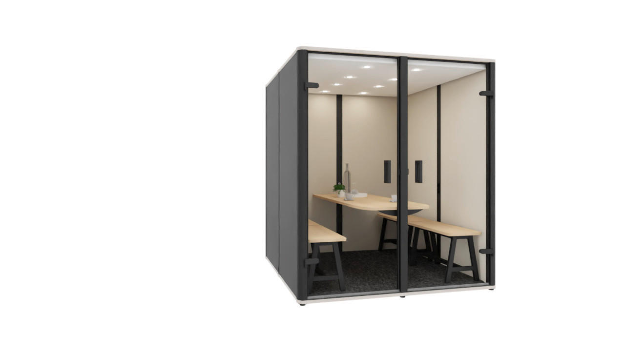 MEETINGBOX BOSSELINO QUATTRO - Schwarz, MODERN, Glas/Holzwerkstoff (190,9/215,5/191cm) - Bosse