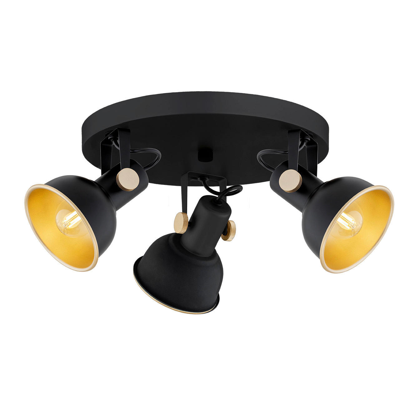 DECKENLEUCHTE Argon Lenora 19,5/40/40 cm   - Goldfarben/Schwarz, KONVENTIONELL, Metall (19,5/40/40cm)