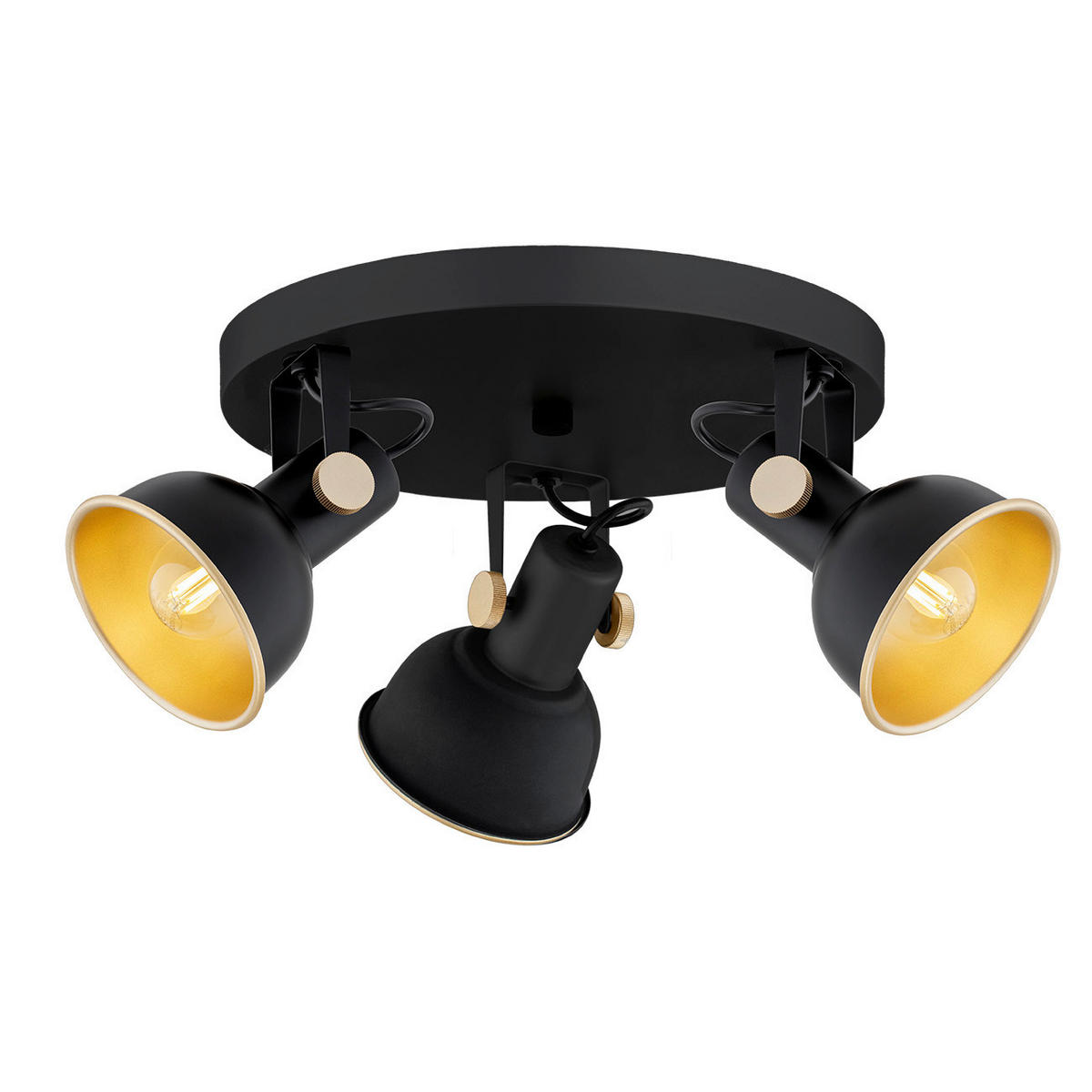 DECKENLEUCHTE Argon Lenora 19,5/40/40 cm   - Goldfarben/Schwarz, KONVENTIONELL, Metall (19,5/40/40cm)