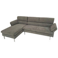 ECKSOFA Mikrofaser Schlammfarben  - Chromfarben/Schlammfarben, Konventionell, Textil/Metall (151/237cm) - Horst AG