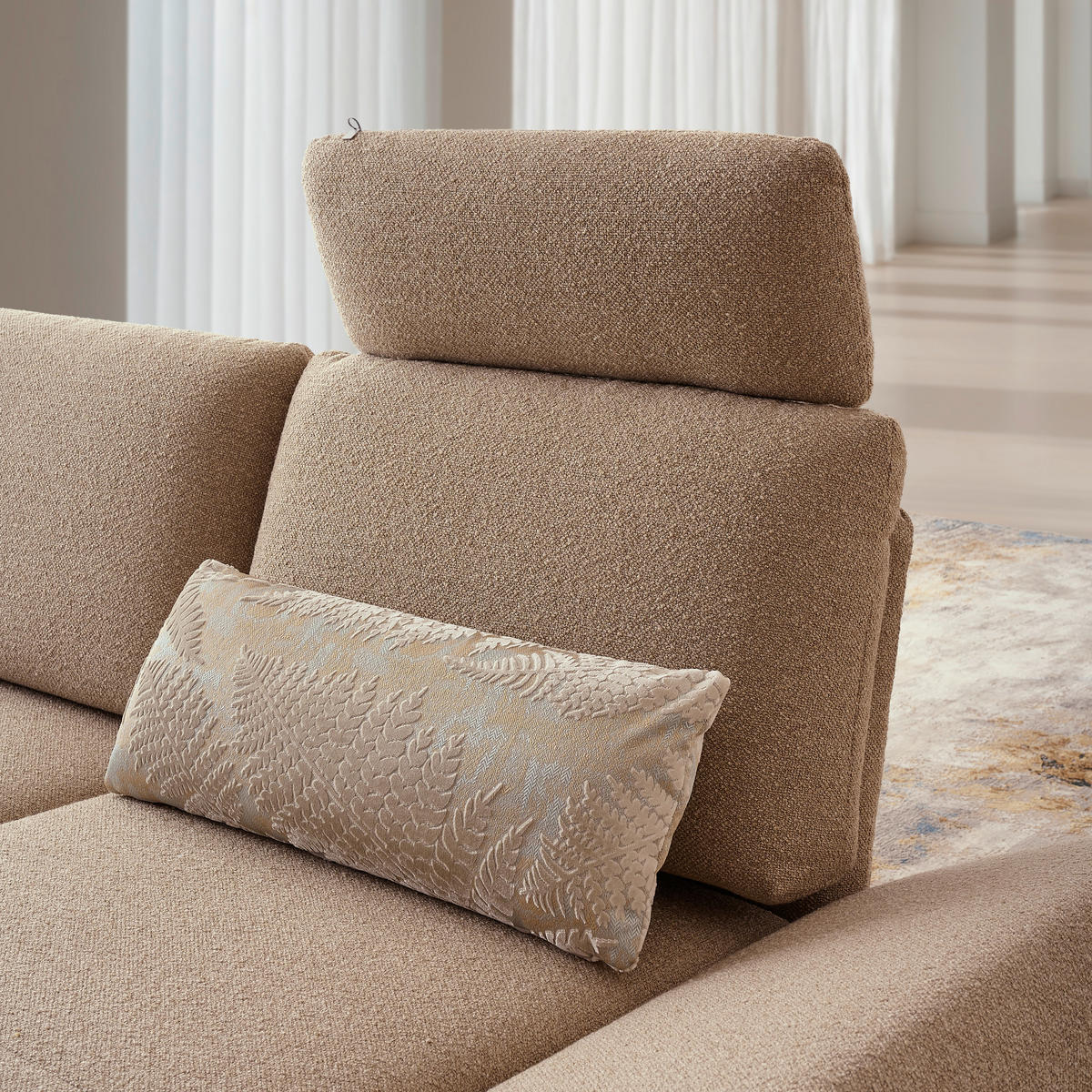 ECKSOFA in Flachgewebe Beige  - Beige/Schwarz, Design, Textil/Metall (234/155cm) - Dieter Knoll