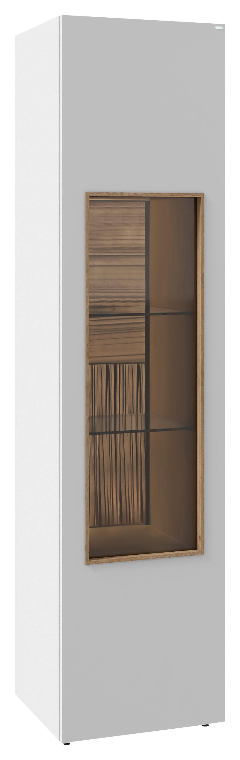 VITRINE VLACERA LIVING in furniert Wildeiche Weiß, Wildeiche  - Wildeiche/Weiß, Design, Glas/Holz (48/194/45cm) - Voglauer