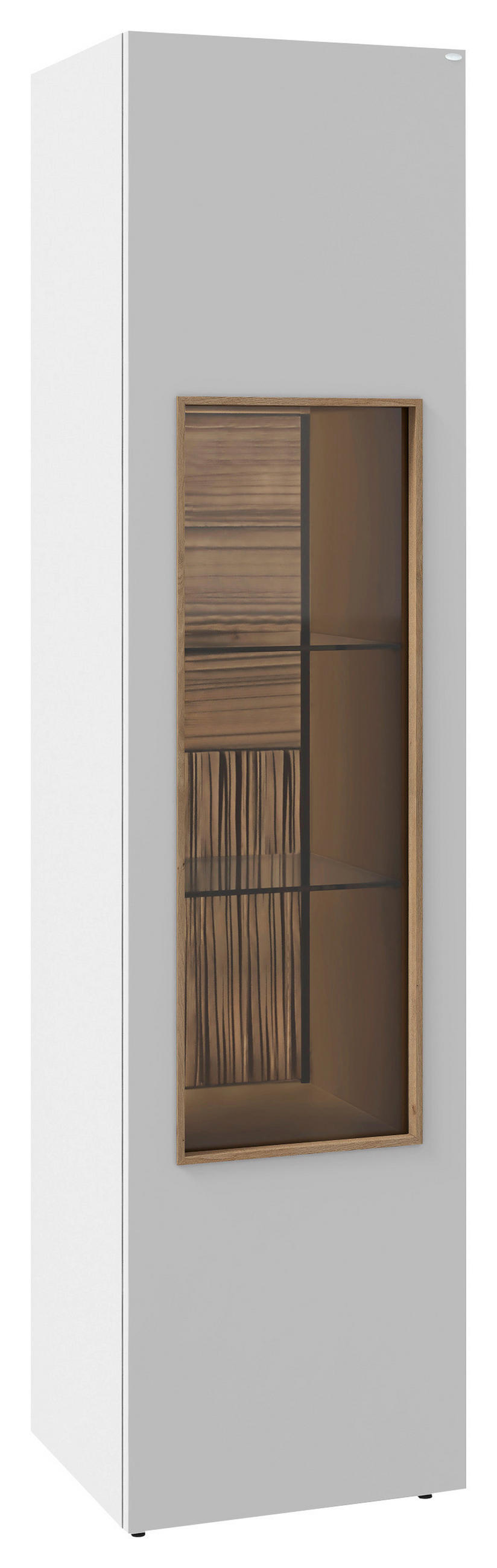 VITRINE VLACERA LIVING in furniert Wildeiche Weiß, Wildeiche  - Wildeiche/Weiß, Design, Glas/Holz (48/194/45cm) - Voglauer