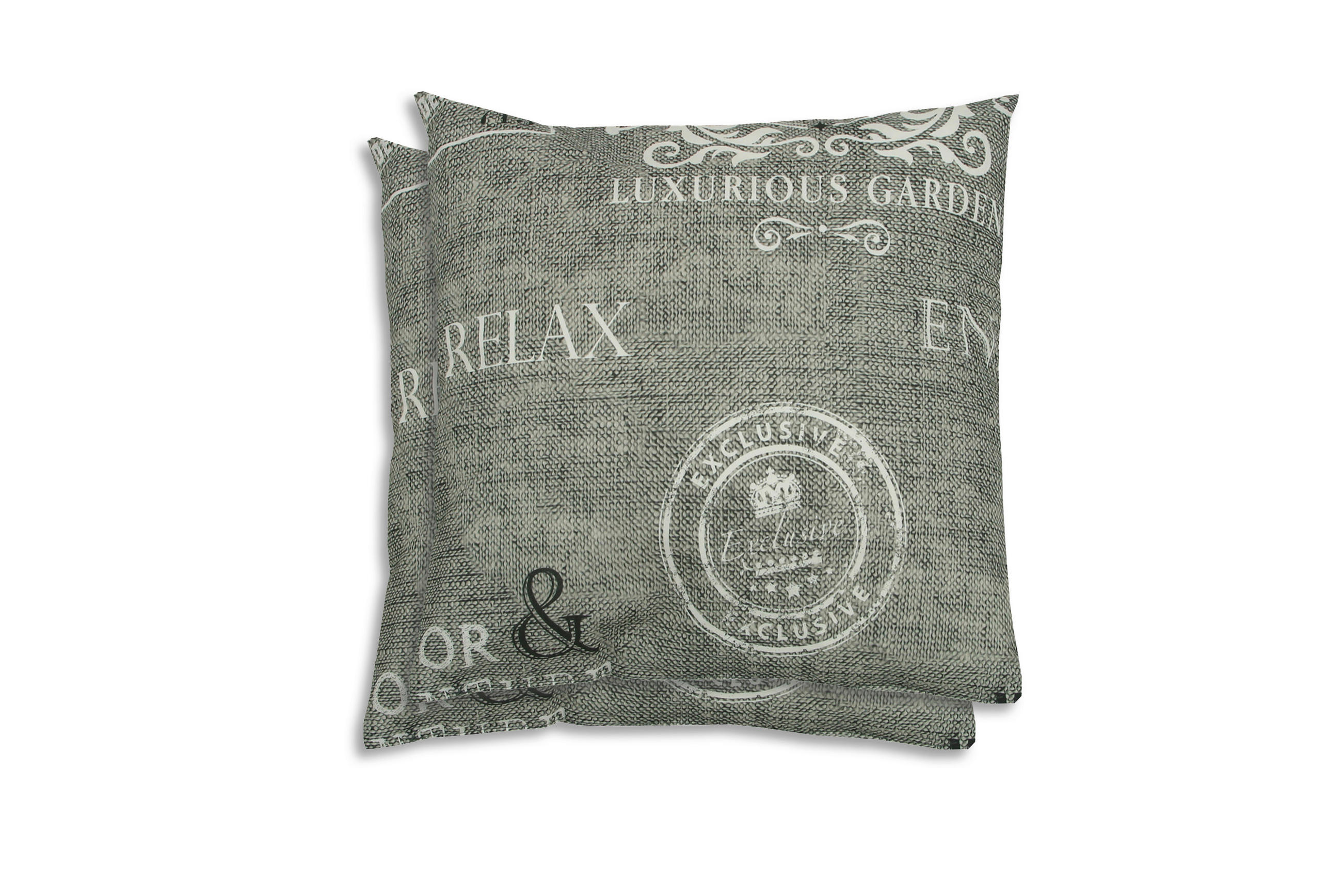 ZIERKISSENSET 2-teilig 48/48 cm  - Hellgrau/Weiß, KONVENTIONELL, Textil (48/48cm)