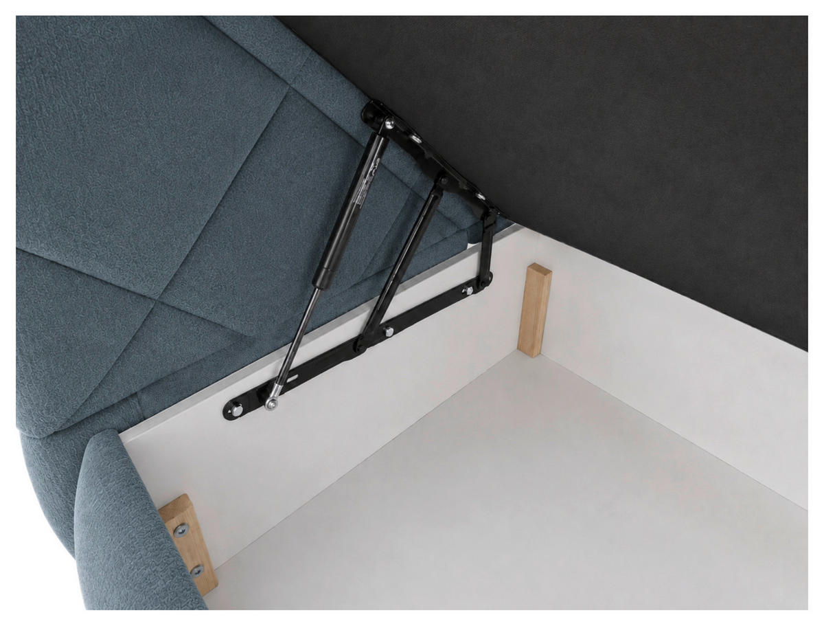 BOXBETT 180/200 cm,  in Grau, gepolstertes Kopfteil, Bettkasten, Topper, Matratzen, H3 + H3 = fest  - Schwarz/Grau, Design, Kunststoff/Textil (180/200cm) - Chameo