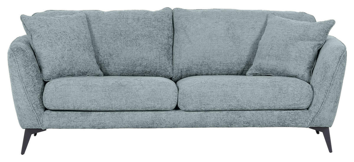 BIGSOFA in Chenille Hellblau  - Schwarz/Hellblau, Konventionell, Textil/Metall (215/70/98cm) - Carryhome