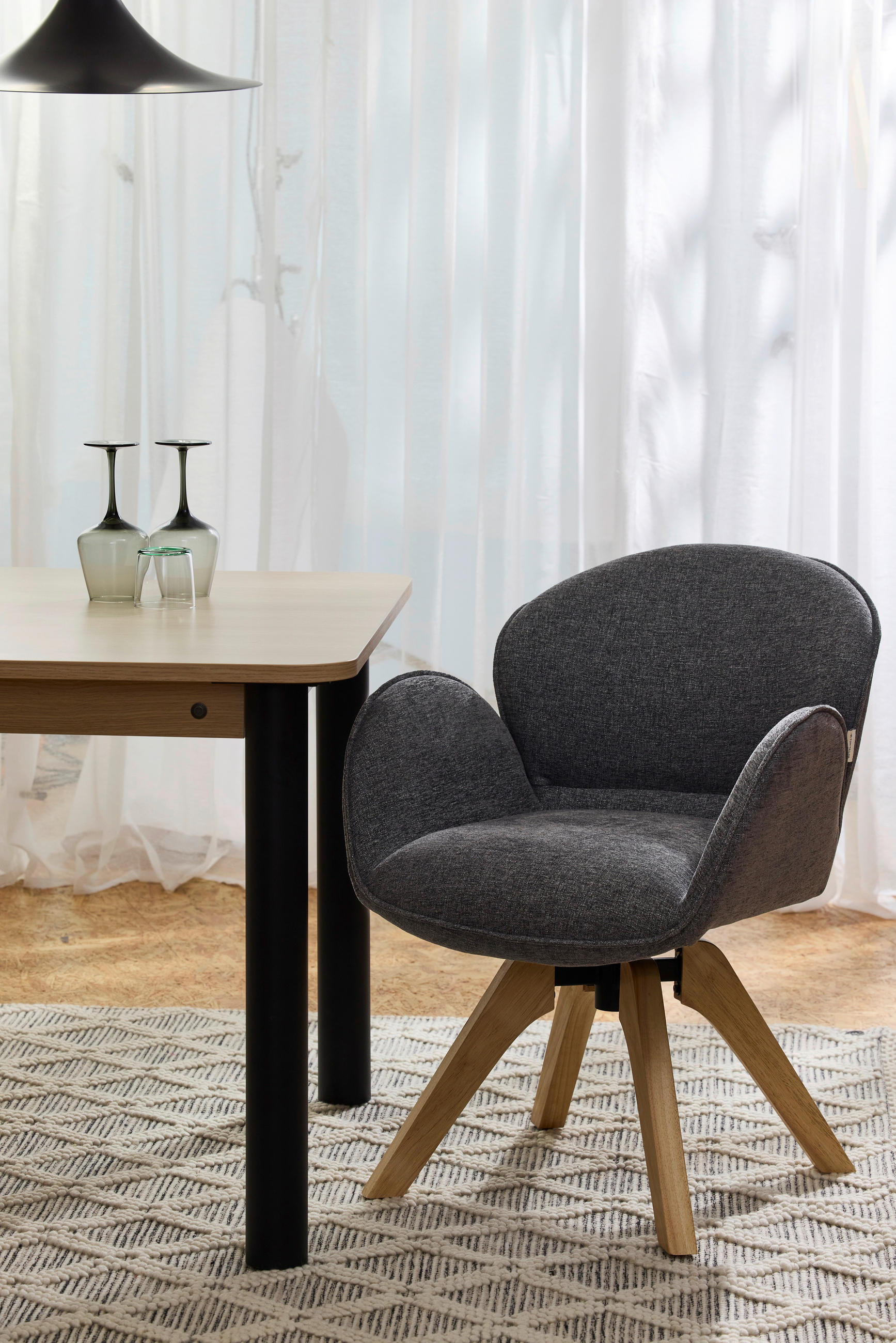 ARMLEHNSTUHL  in Chenille  - Hellbraun/Dunkelgrau, Basics, Holz/Textil (61/82/63,5cm) - Tom Tailor