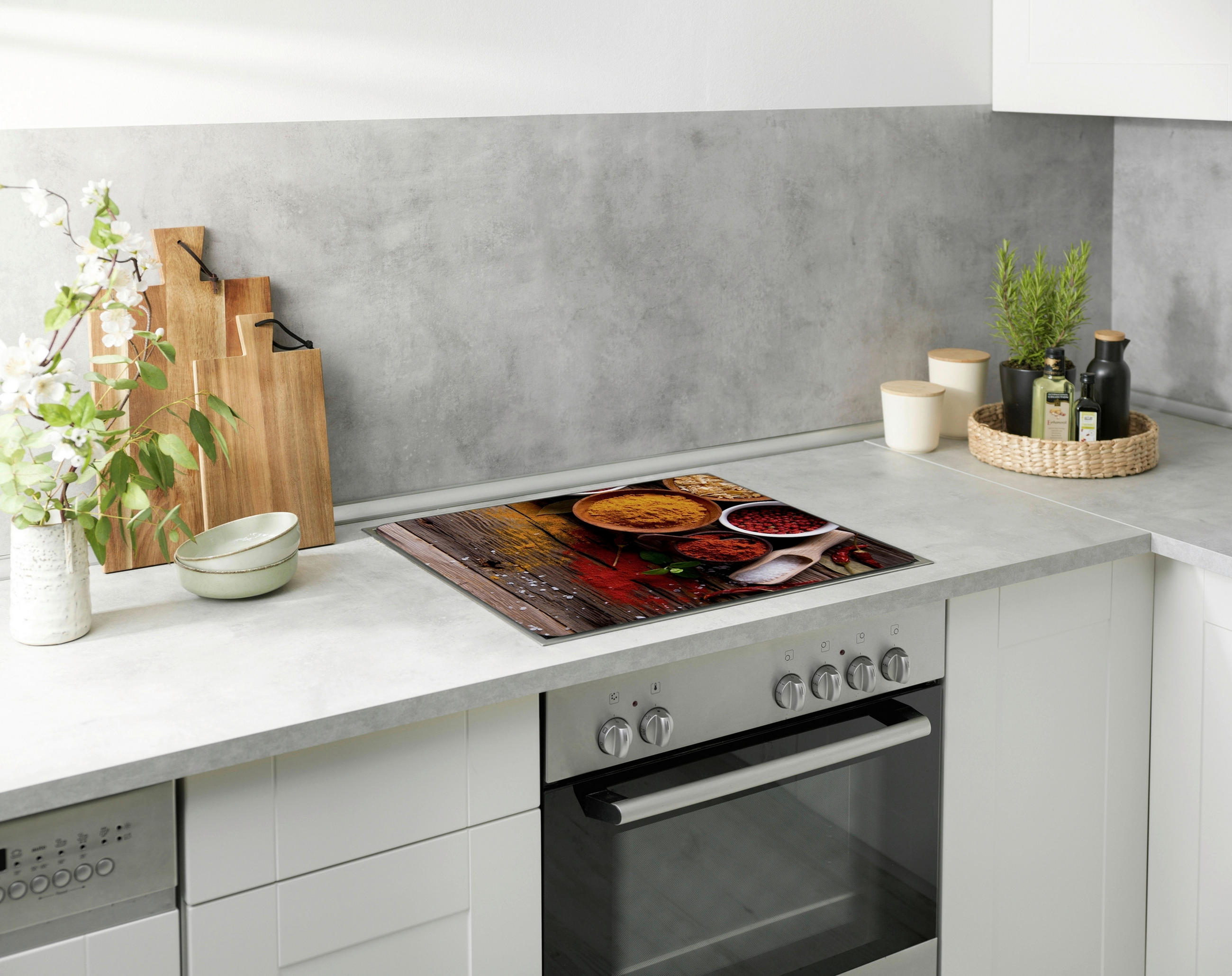 HERDABDECKPLATTE 53870100  - Currygelb/Dunkelbraun, Design, Glas/Kunststoff (56/0,5/50cm) - Wenko