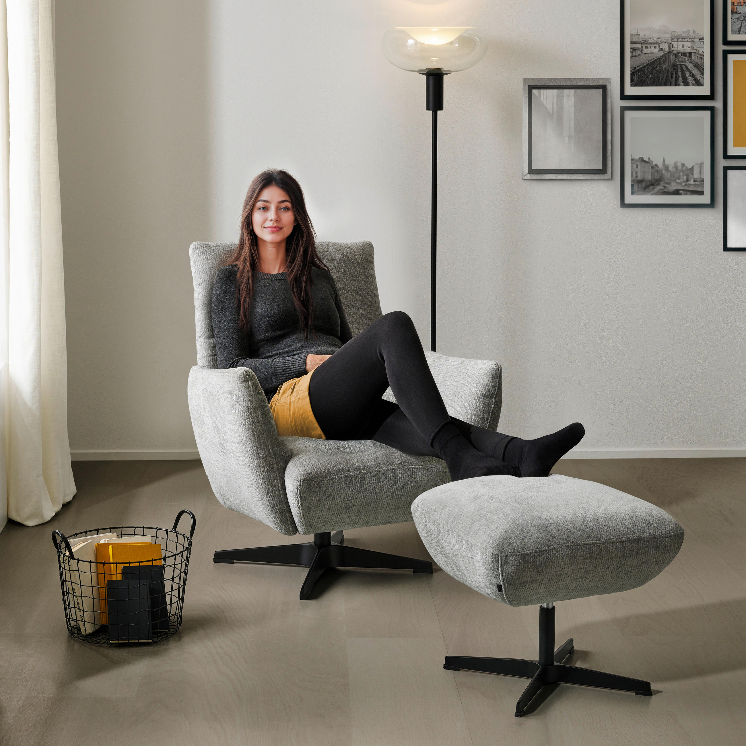 FOTOLIU in textil gri  - negru/gri, Design, metal/textil (60/94/86cm) - Dieter Knoll