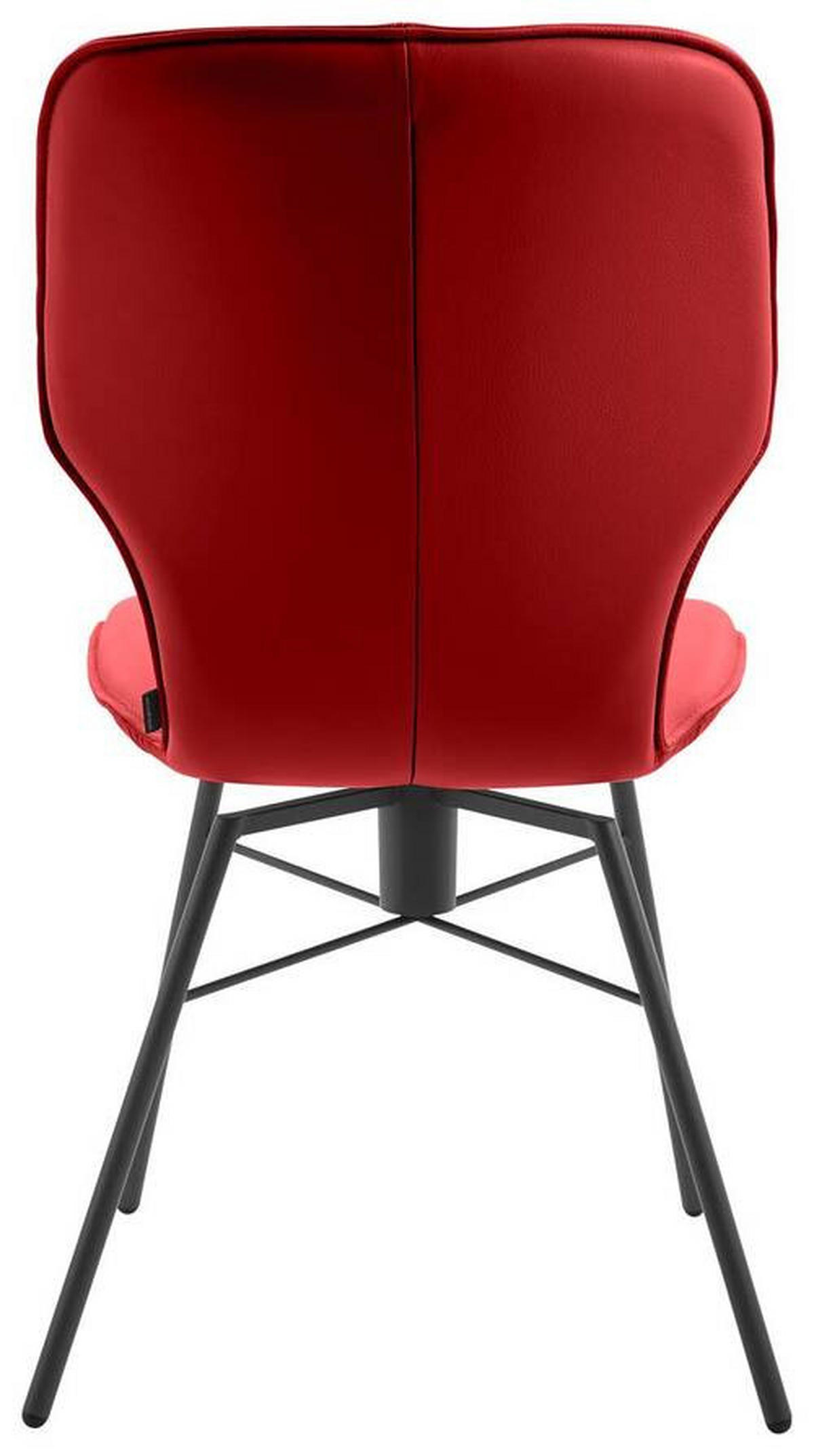 STUHL Echtleder Rot  - Dunkelgrau/Rot, Design, Leder/Metall (49/95/63cm) - Musterring