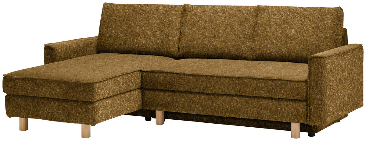 ECKSOFA  in Mikrovelours Senfgelb  170/237 cm  - Eichefarben/Senfgelb, KONVENTIONELL, Holz/Textil (170/237cm) - Sedda