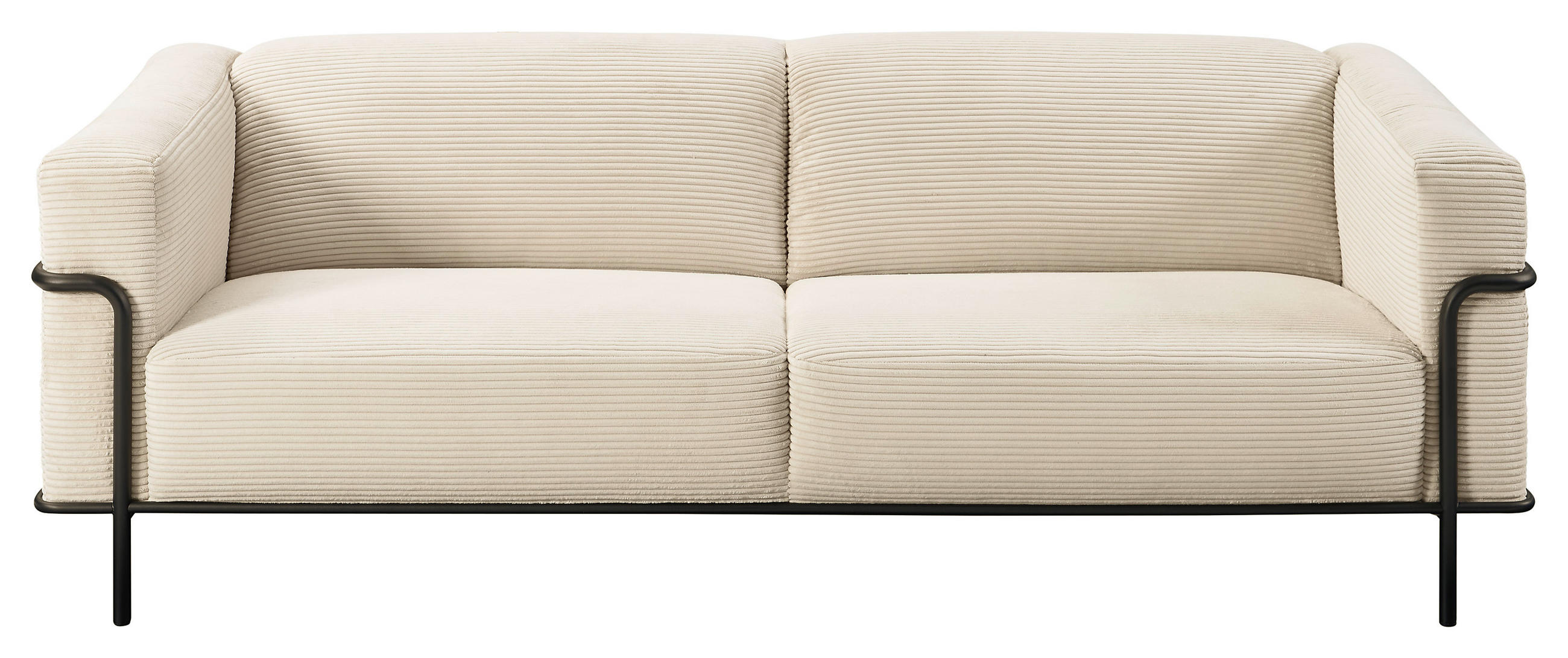 2,5-SITZER Kord Naturfarben - Schwarz/Naturfarben, Design, Textil/Metall (216/67/96cm) - Johann Jakob