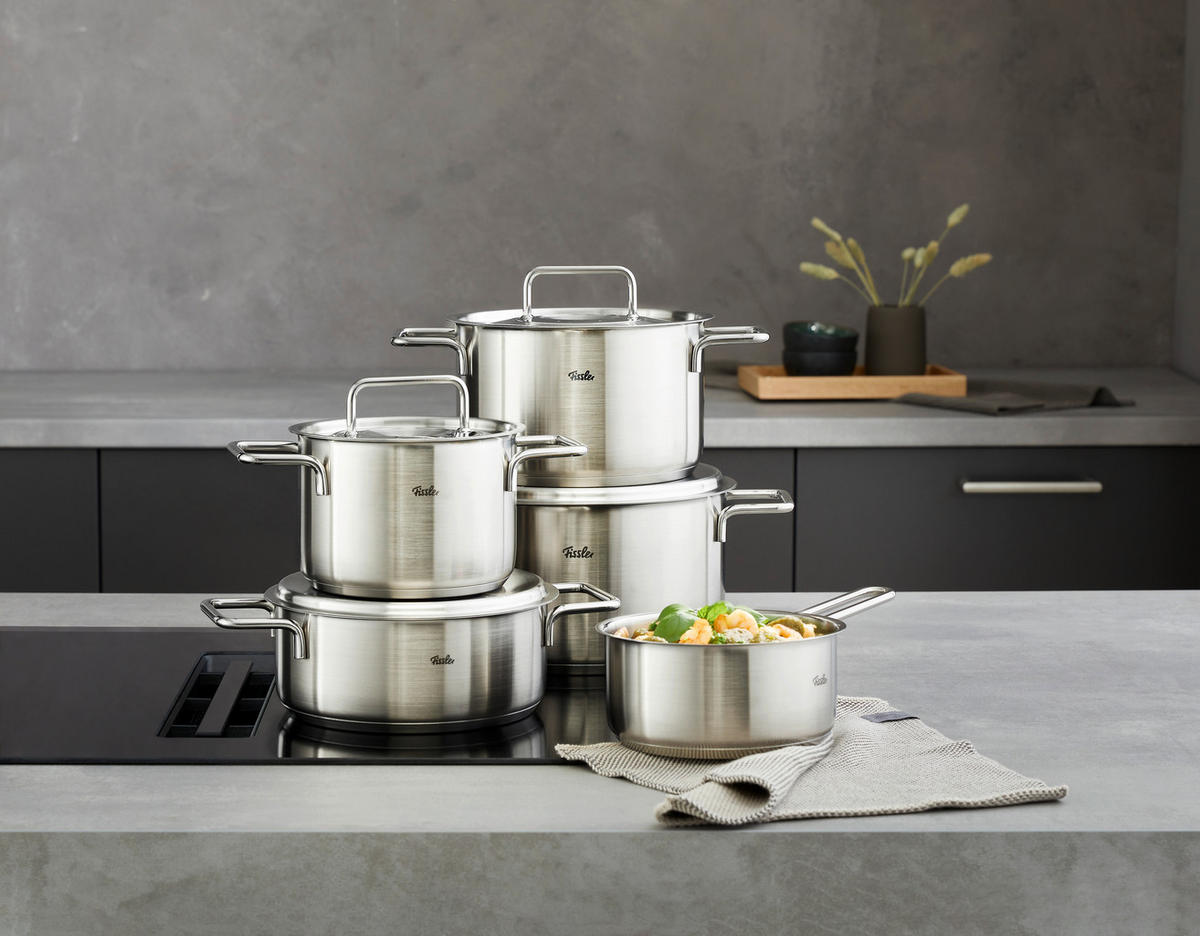 KOCHTOPFSET Pure 5-teilig  - Silberfarben, Basics, Metall - Fissler