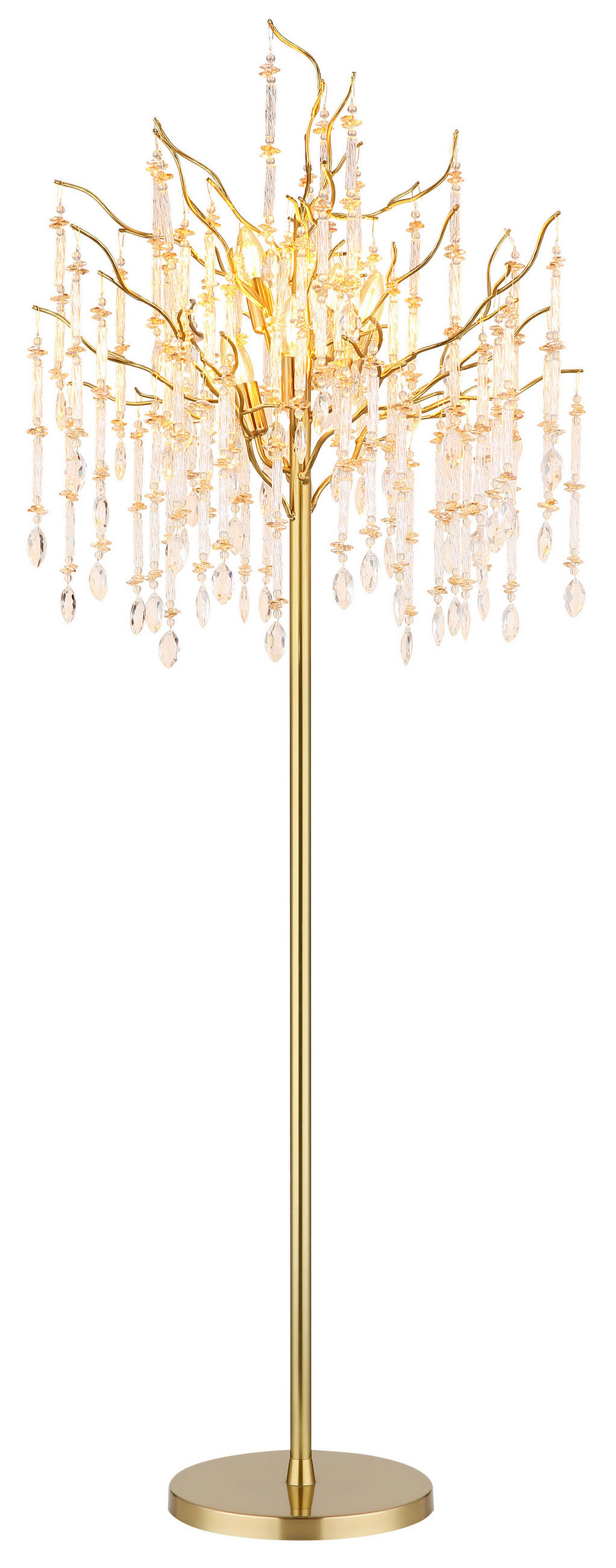 STEHLEUCHTE 55/165 cm    - Klar/Goldfarben, KONVENTIONELL, Glas/Kunststoff (55/165cm) - Globo