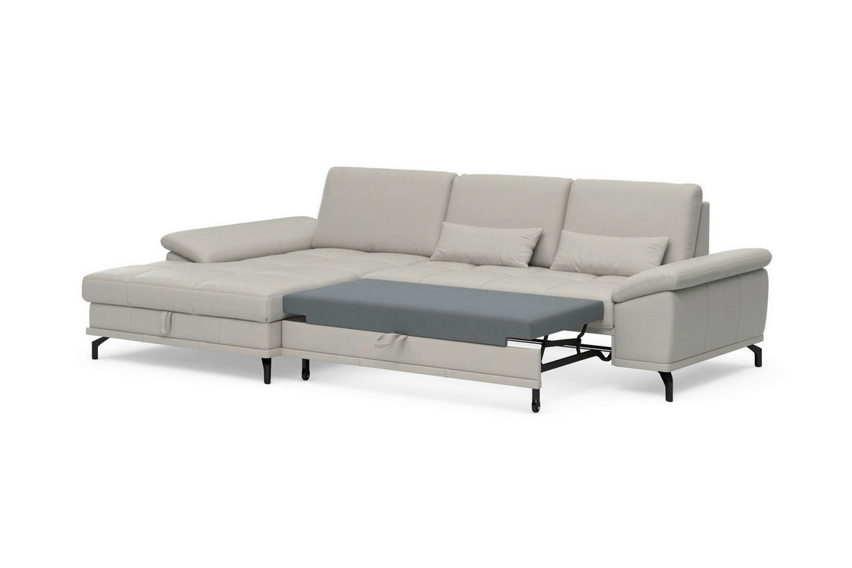 ROHOVÁ SEDAČKA, textil, koža, svetlosivá - čierna/svetlosivá, Basics, kov/koža (176/301cm) - Sit & More