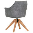 ARMLEHNSTUHL  in Lederlook  - Eichefarben/Grau, Design, Holz/Textil (62/84/56cm) - Landscape
