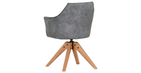 ARMLEHNSTUHL in Lederlook - Eichefarben/Grau, Design, Holz/Textil (62/84/56cm) - Landscape