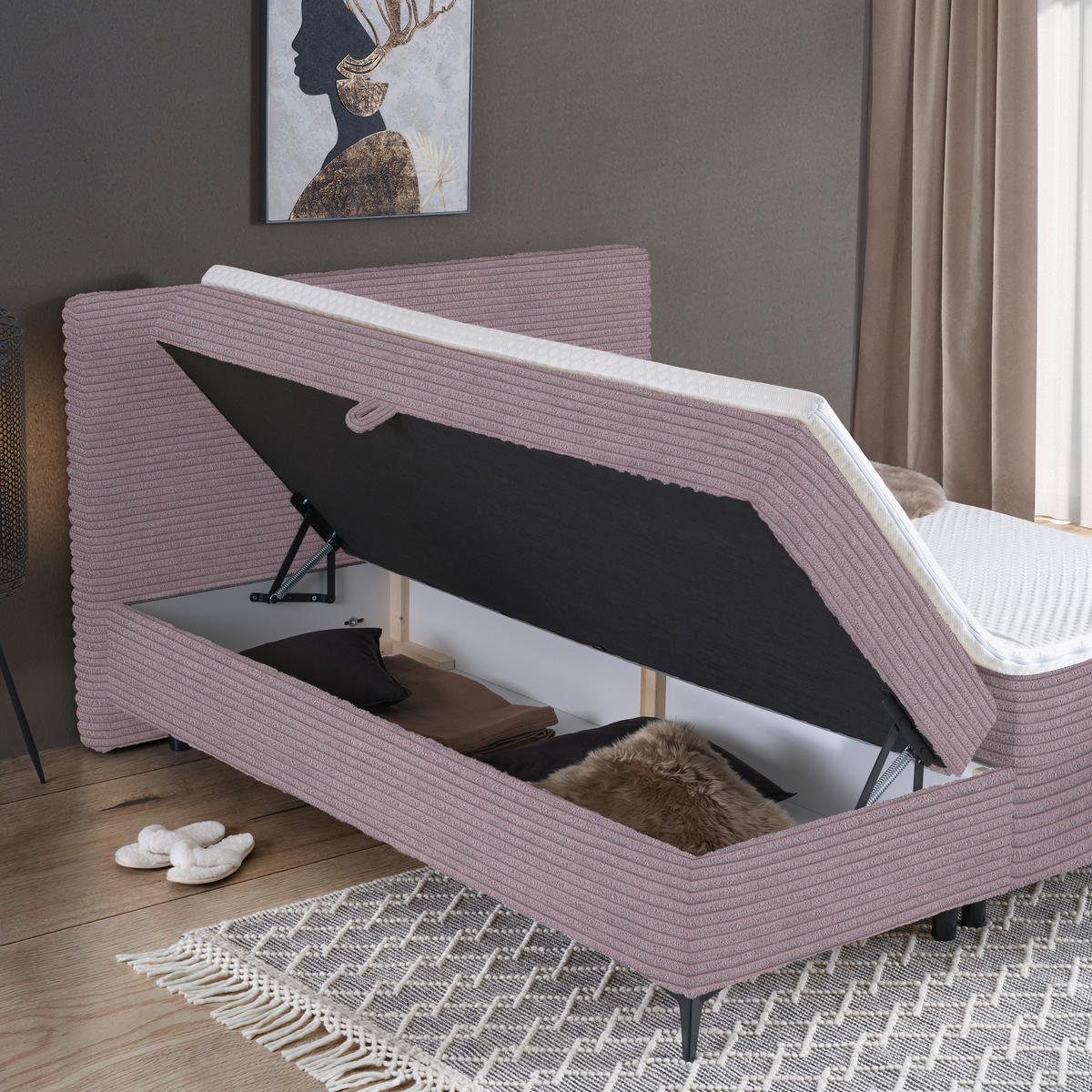 BOXBETT 180/200 cm  in Lila  - Lila/Schwarz, Design, Holz/Holzwerkstoff (180/200cm) - Xora
